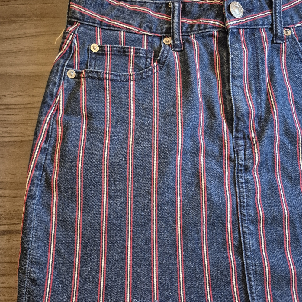 American Eagle Outfitters Blue Stripe Denim Mini Skirt - Picture 3 of 14